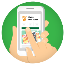 A grafikán az iCsekk alkalmazás letöltése látható mobiltelefonra
